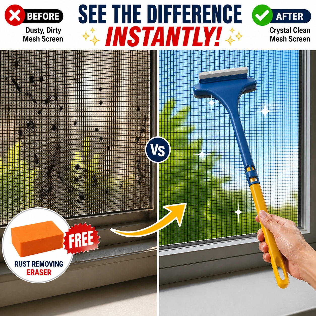 2-in-1 Mesh Cleaner Brush (Free Rust Removing Eraser)