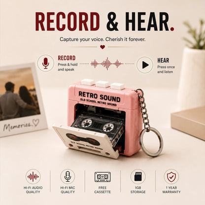 Retro Voice Recorder Keychain